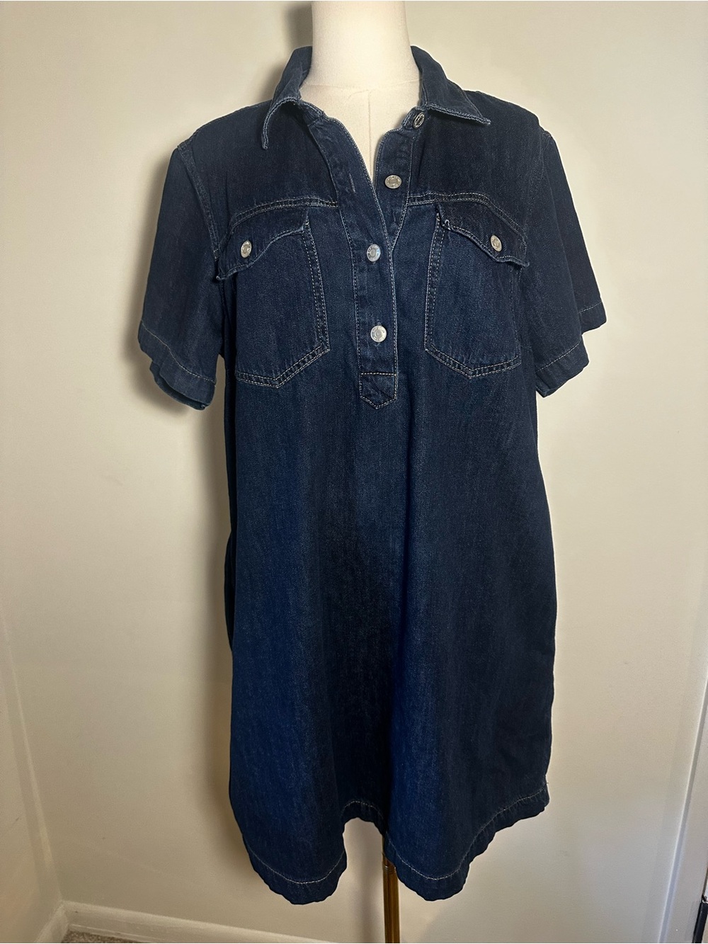 Gap Denim Short Sleeve Shirt Dress – Size Large 100% Cotton - Picture 5 of 15